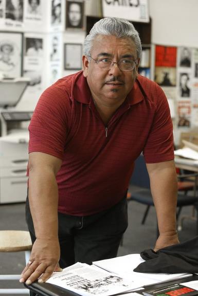 Andres Soto talks about Richmond rents in his office in downtown Richmond, Calif., on Monday, July 27, 2015.  Soto founded Richmond Progressive Alliance 10 years ago leading the campaign for rent control intending to shield  longtime residents from displacement. Photo: Liz Hafalia, The Chronicle