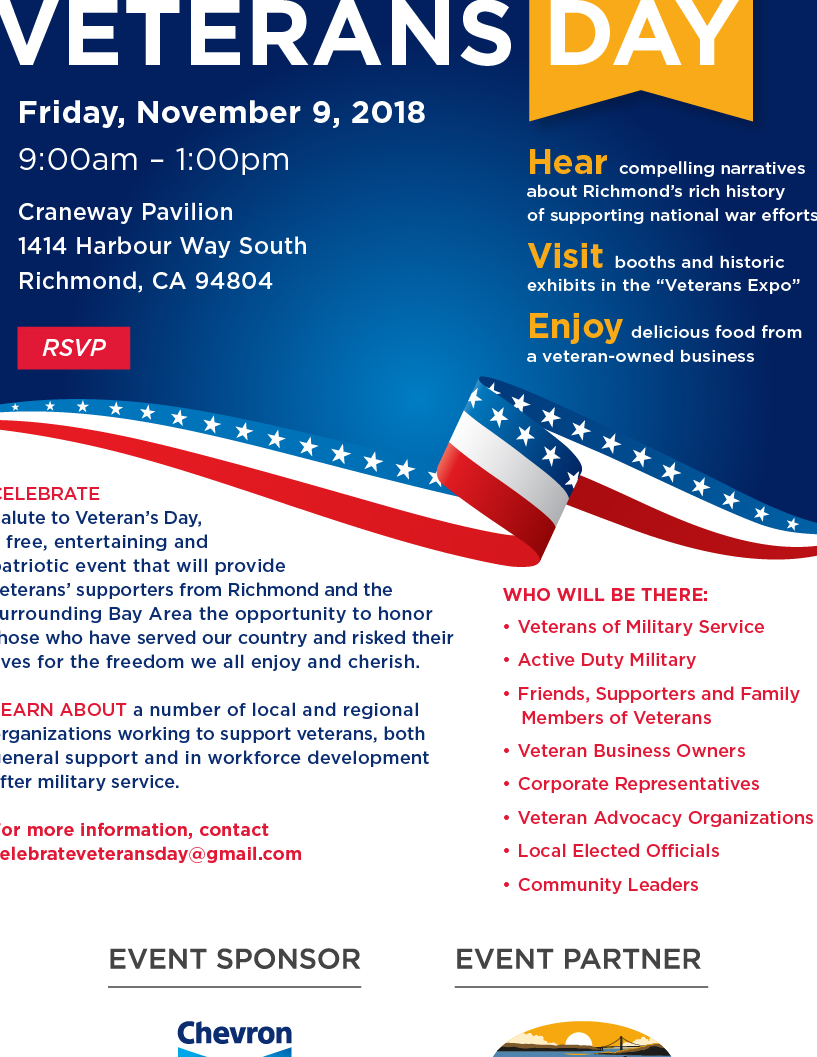 Join Me November 9 for a Veteran's Day Event at the Craneway