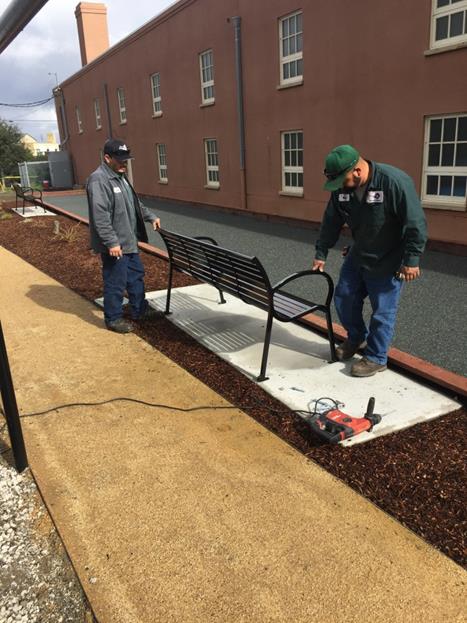 Bench Install Bocce ball Court at Plunge